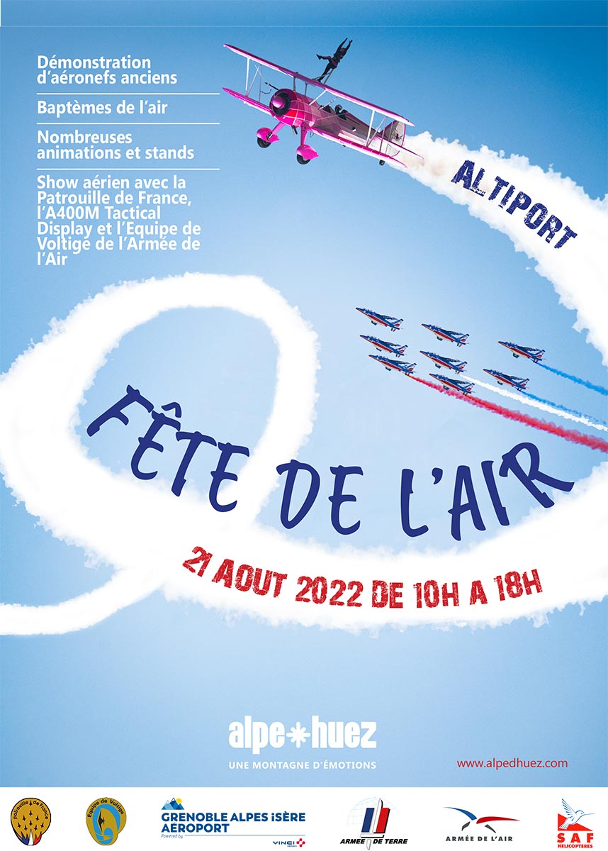 Fête de l'Air Alpe d'Huez Patrouille de france démonstration de Wingwalker a400m tactical display 2022
