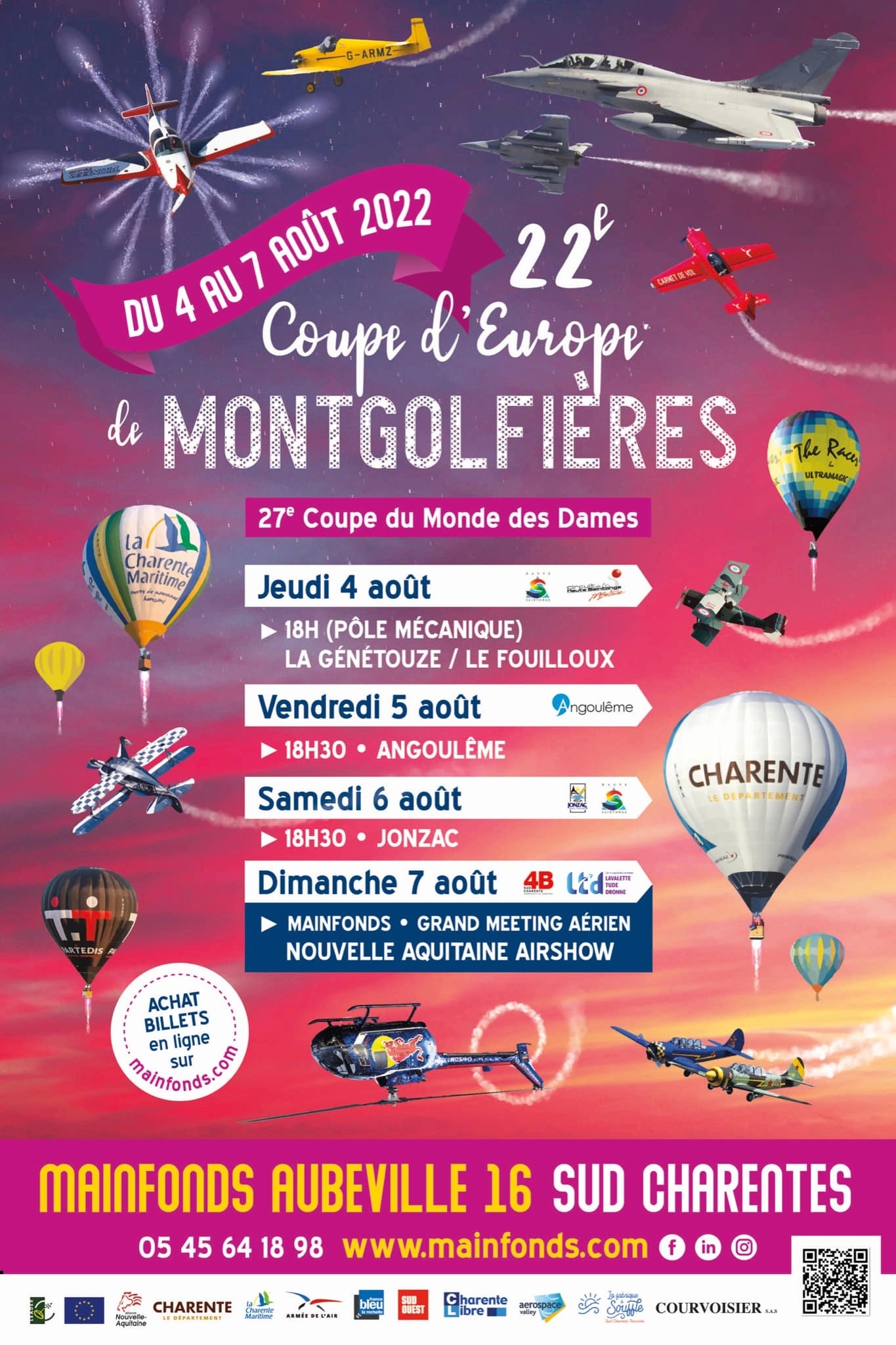 Coupe d'Europe de Montgolfières Airshow Mainfonds Aubeville Nouvelle-Aquitaine meeting aerien 2022